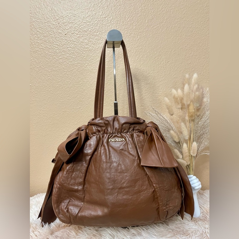 Prada Tan Leather Shoulder Bag